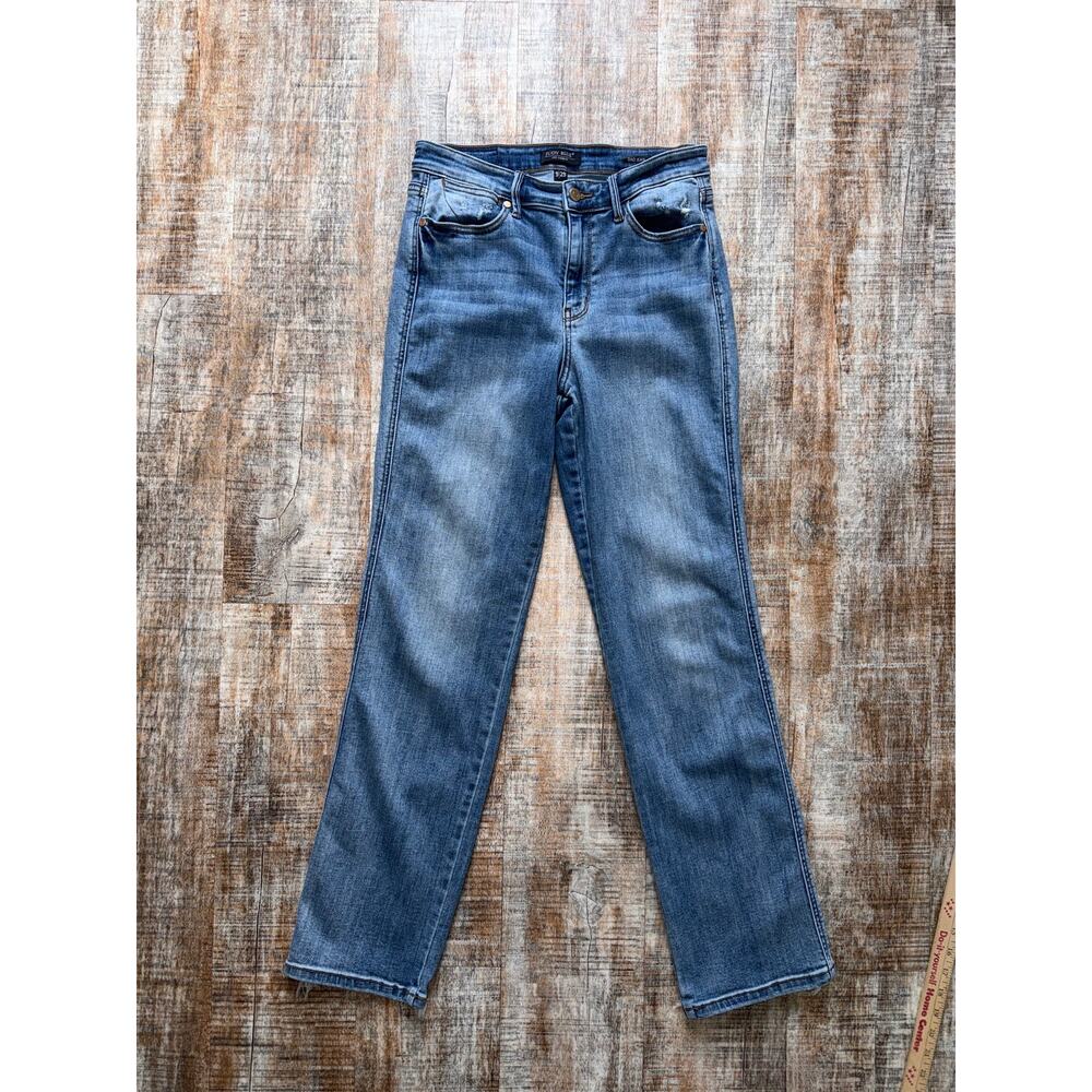 Judy Blue Distressed Denim Dad Jeans Mid Rise Straight Leg Size 9/29 - Picture 2 of 10